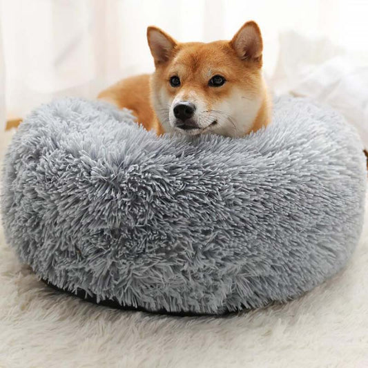 Round Long Plush Dog  and Cat Sleep Nest Sofa Bed